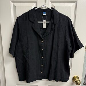Old Navy Crinkle Gauze Loose Button-Down Shirt NWT Large